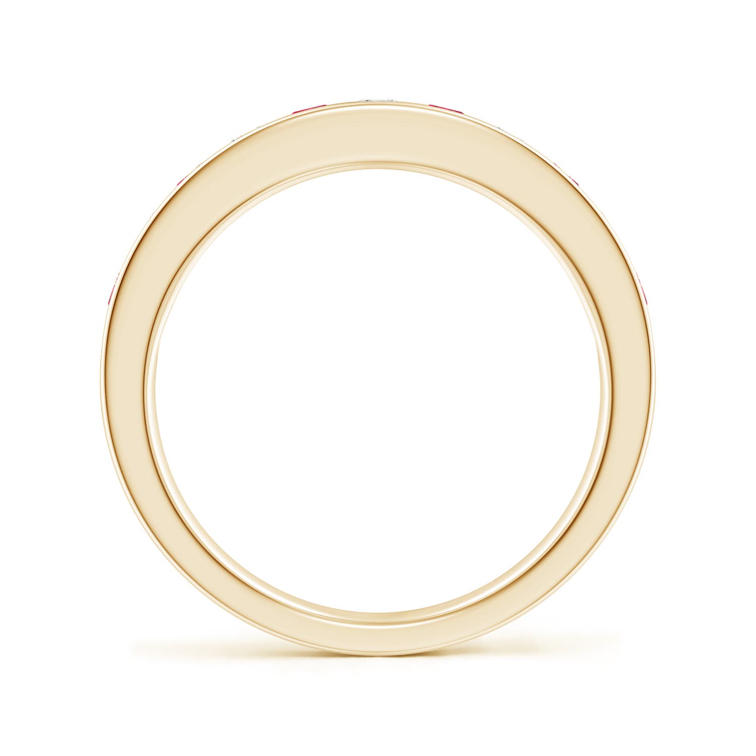 2.5mm AAA Channel Set Ruby and Diamond Semi Eternity Ring in Yellow Gold - side 2