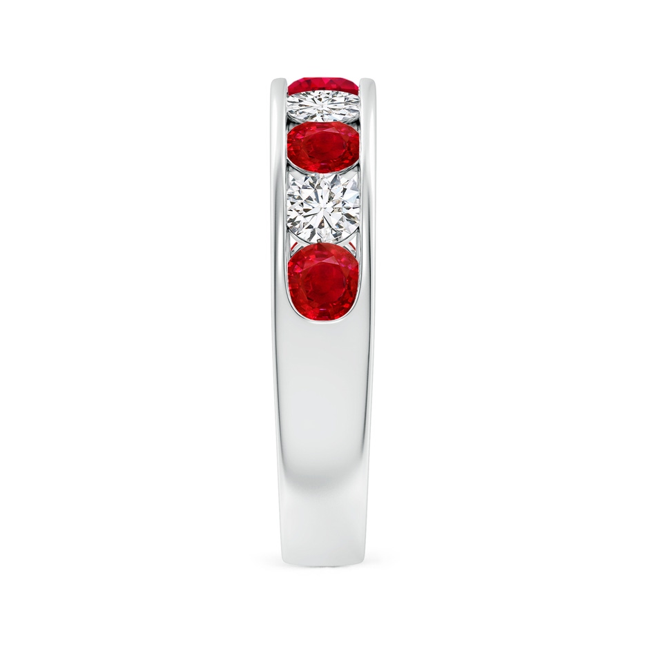 3.5mm AAA Channel Set Ruby and Diamond Semi Eternity Ring in P950 Platinum side 299