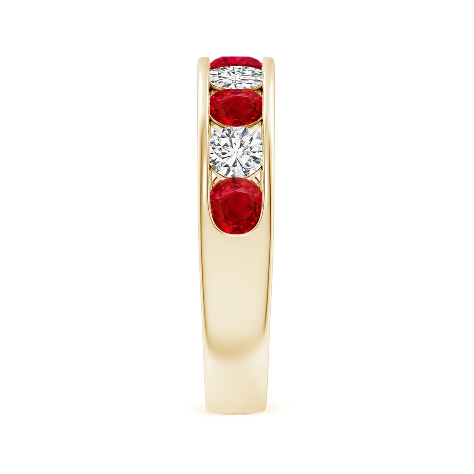 3.5mm AAA Channel Set Ruby and Diamond Semi Eternity Ring in Yellow Gold side 299
