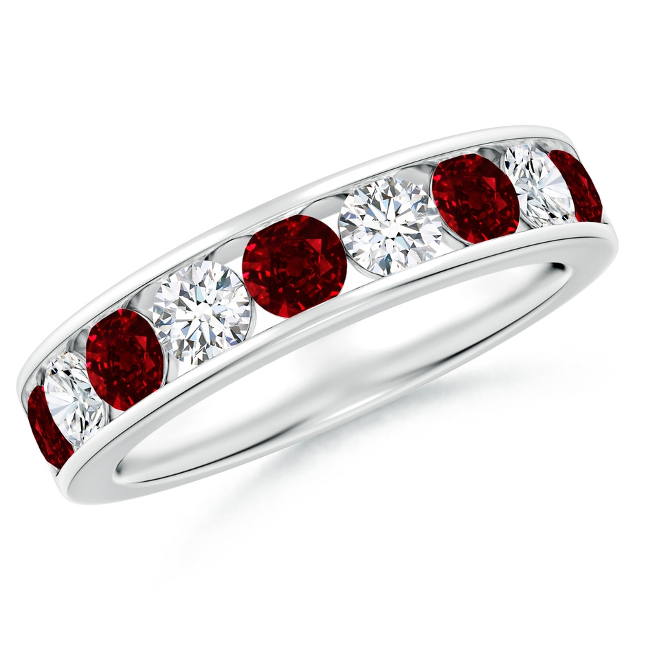 3.5mm AAAA Channel Set Ruby and Diamond Semi Eternity Ring in P950 Platinum 