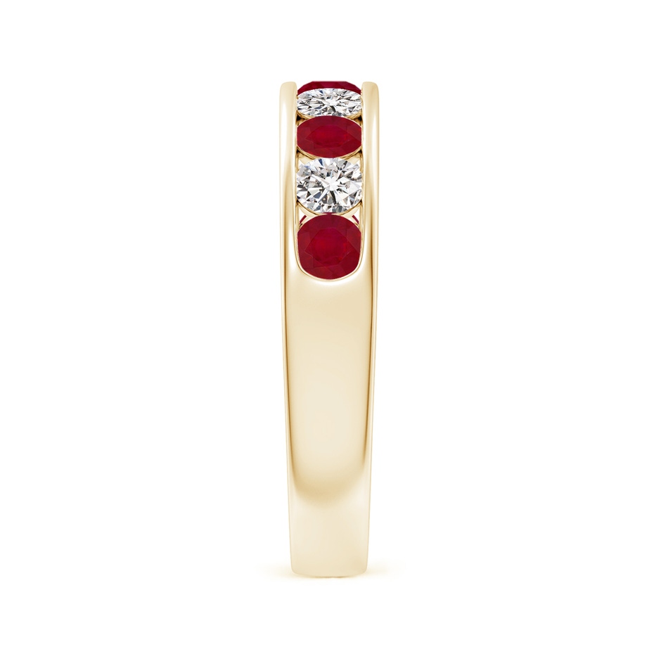 3mm AA Channel Set Ruby and Diamond Semi Eternity Ring in Yellow Gold side 299
