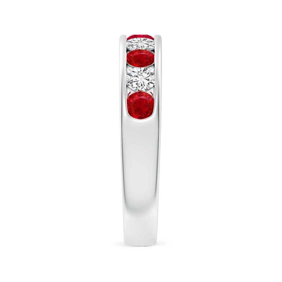 3mm AAA Channel Set Ruby and Diamond Semi Eternity Ring in White Gold side 299