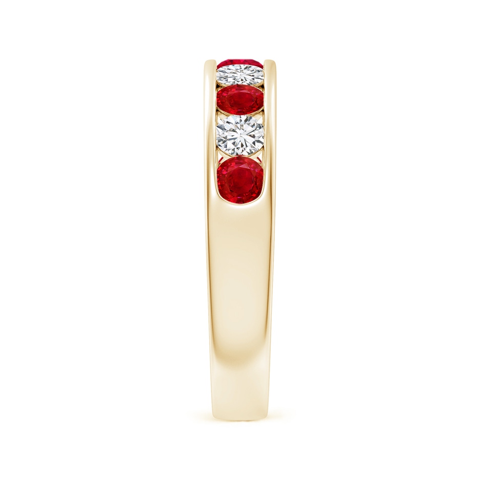 3mm AAA Channel Set Ruby and Diamond Semi Eternity Ring in Yellow Gold side 299