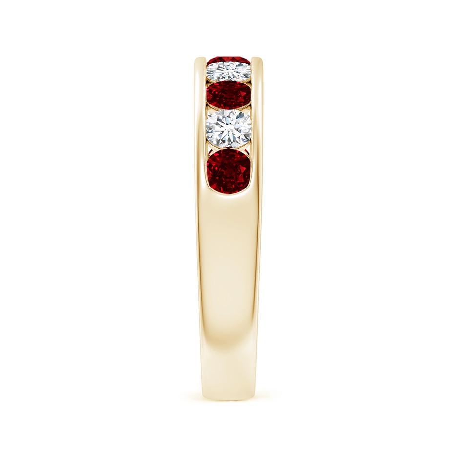 3mm AAAA Channel Set Ruby and Diamond Semi Eternity Ring in Yellow Gold side 299