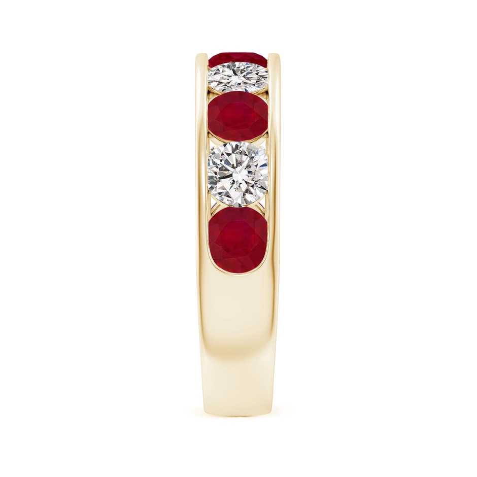 4mm AA Channel Set Ruby and Diamond Semi Eternity Ring in 18K Yellow Gold side 299