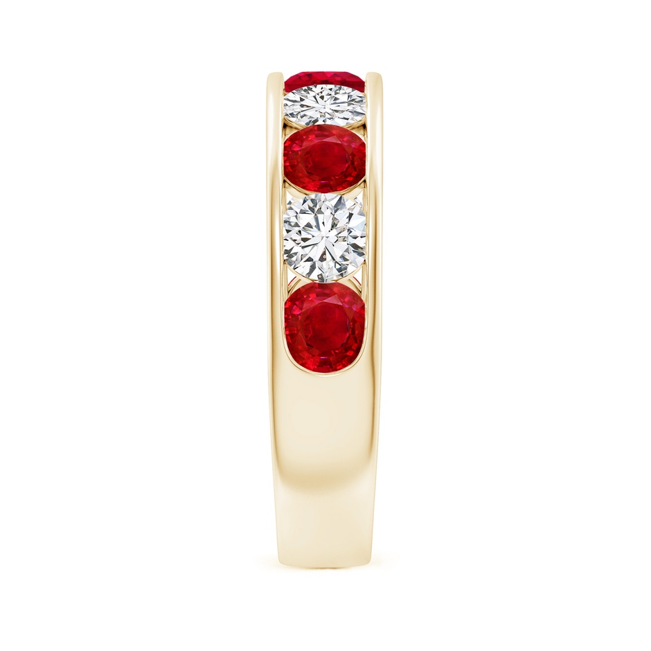 4mm AAA Channel Set Ruby and Diamond Semi Eternity Ring in 18K Yellow Gold side 299