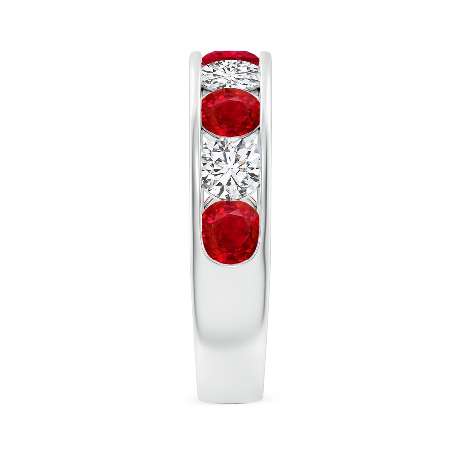 4mm AAA Channel Set Ruby and Diamond Semi Eternity Ring in P950 Platinum side 299