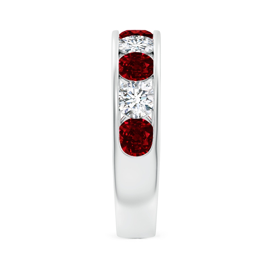 4mm AAAA Channel Set Ruby and Diamond Semi Eternity Ring in White Gold side 299