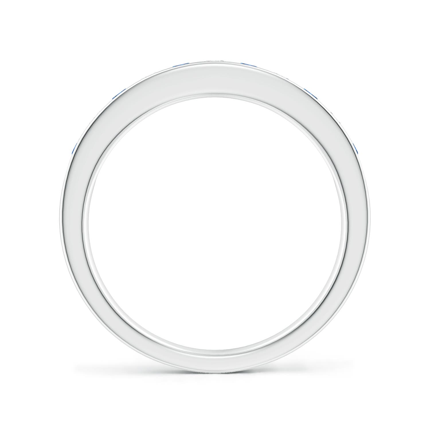 2.1mm AAA Channel Set Sapphire and Diamond Semi Eternity Ring in White Gold