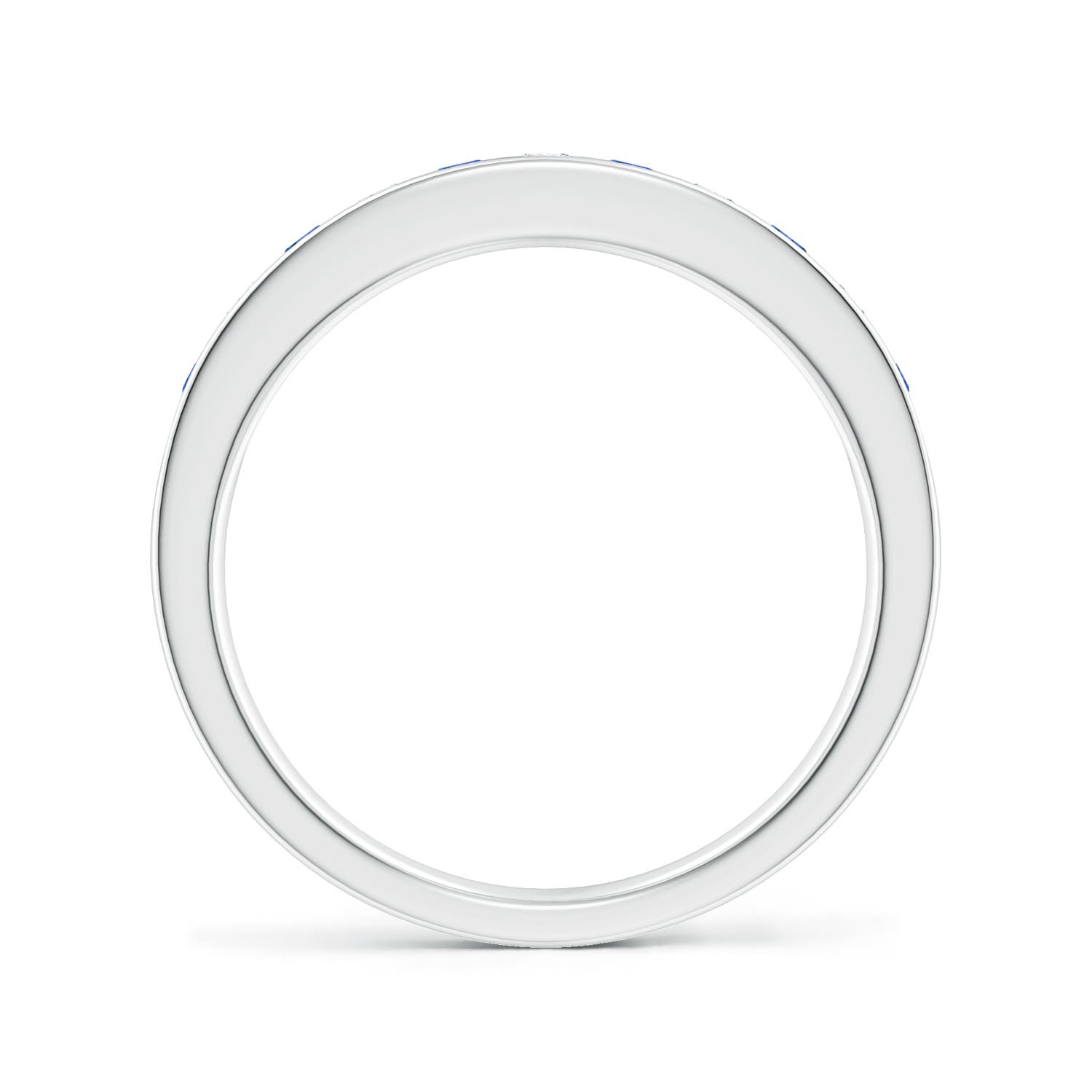 2.1mm AAAA Channel Set Sapphire and Diamond Semi Eternity Ring in White Gold
