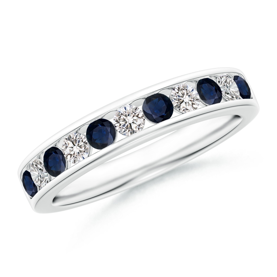 2.5mm A Channel Set Sapphire and Diamond Semi Eternity Ring in White Gold 