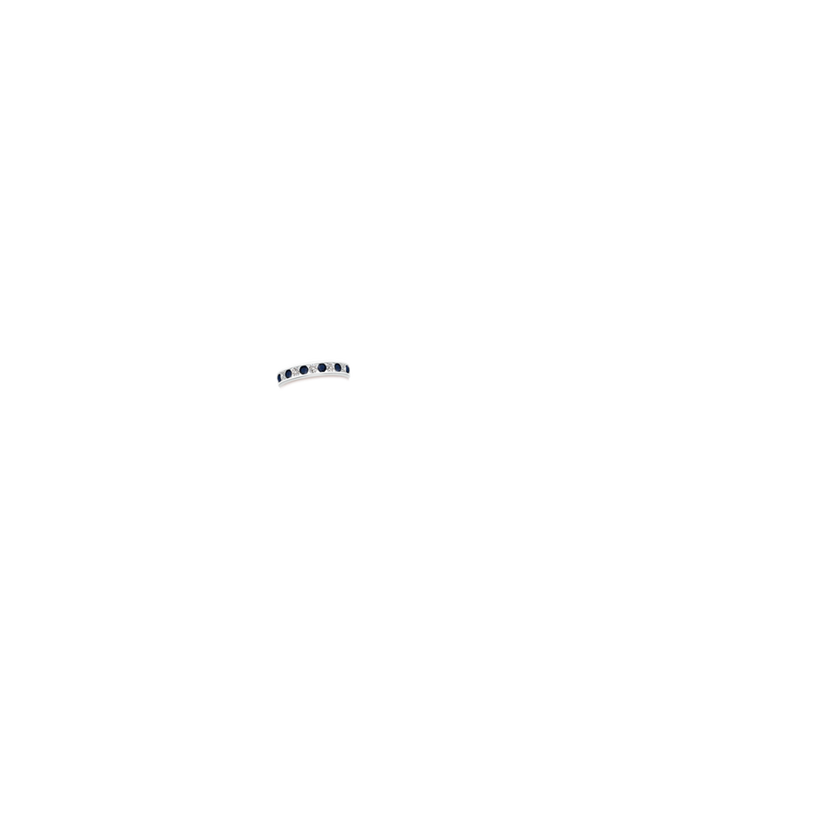 2.5mm A Channel Set Sapphire and Diamond Semi Eternity Ring in White Gold hand