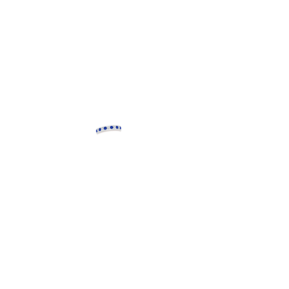 2.5mm AAAA Channel Set Sapphire and Diamond Semi Eternity Ring in P950 Platinum hand