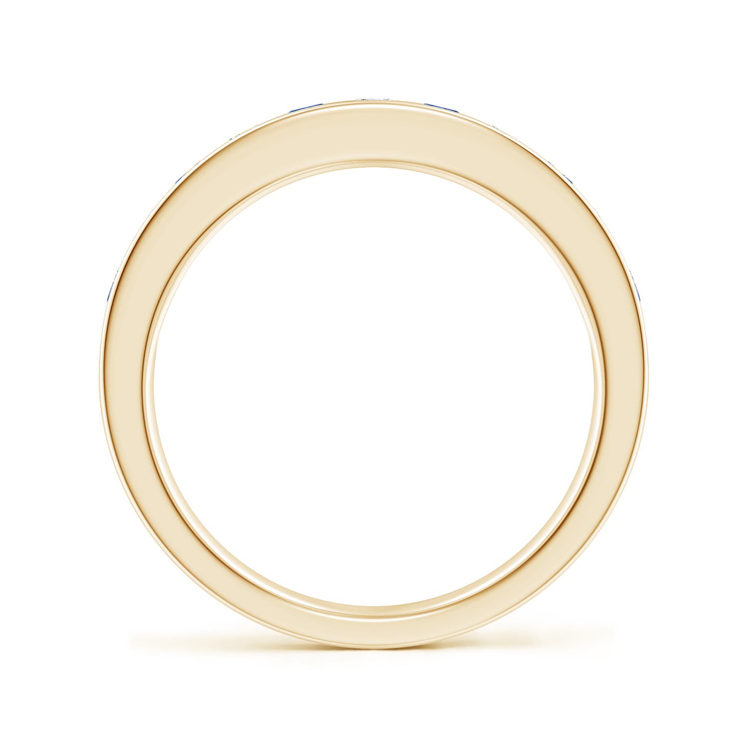 2.5mm AAAA Channel Set Sapphire and Diamond Semi Eternity Ring in Yellow Gold
