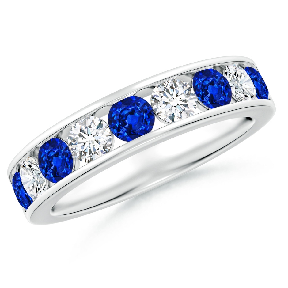 3.5mm Lab-Grown Channel Set Sapphire and Diamond Semi Eternity Ring in P950 Platinum 