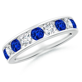 3.5mm AAAA Channel Set Sapphire and Diamond Semi Eternity Ring in White Gold