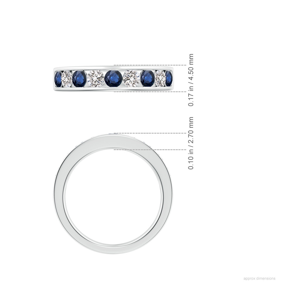3mm AA Channel Set Sapphire and Diamond Semi Eternity Ring in White Gold ruler