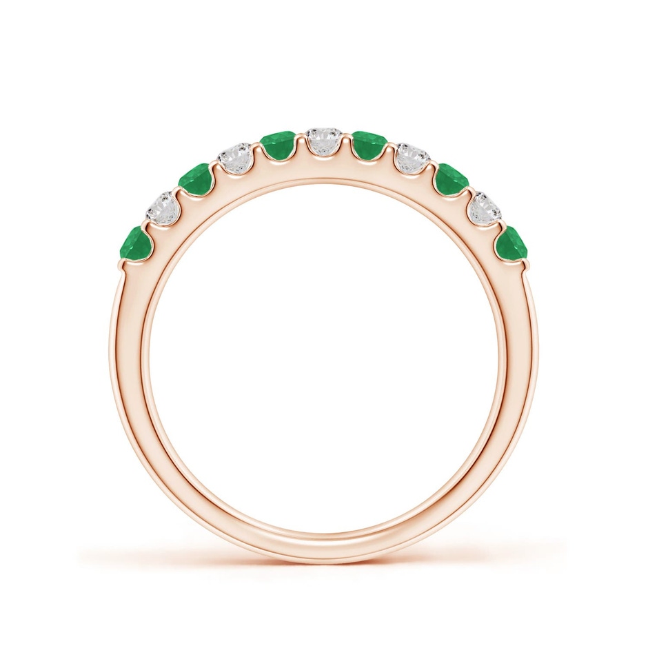 2.1mm A Shared Prong Emerald and Diamond Half Eternity Ring in Rose Gold side 199