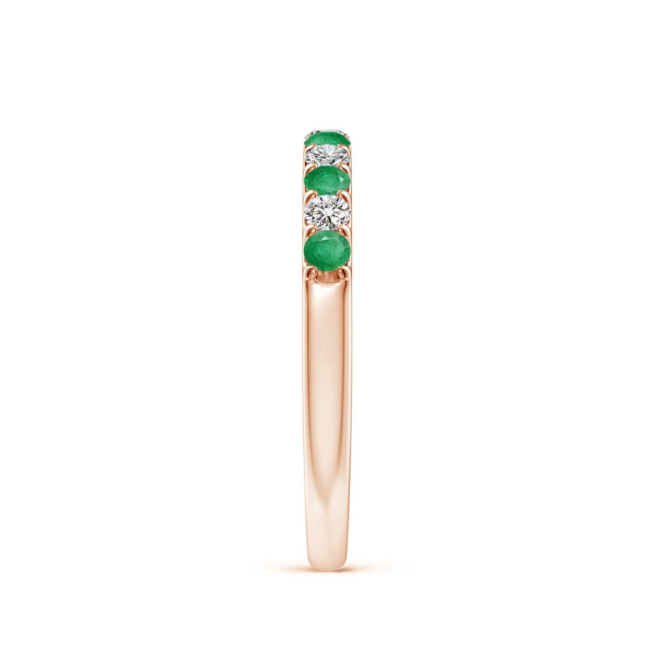 2.1mm A Shared Prong Emerald and Diamond Half Eternity Ring in Rose Gold side 299