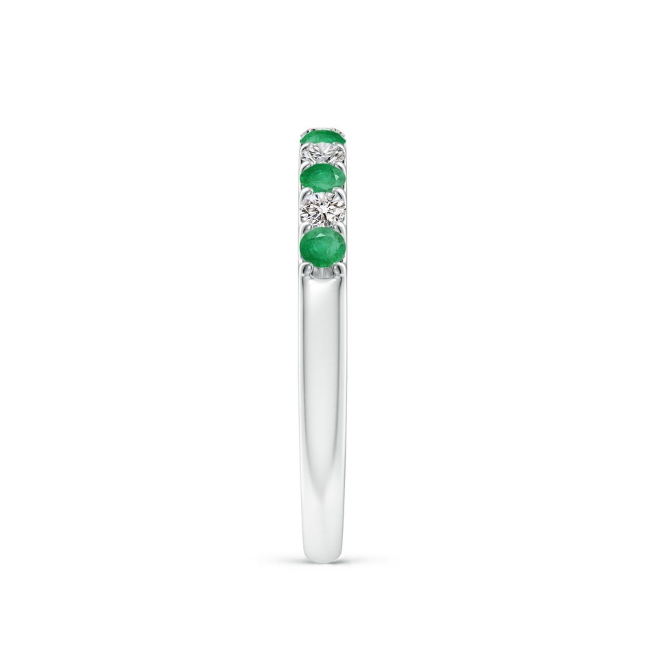 2.1mm A Shared Prong Emerald and Diamond Half Eternity Ring in White Gold side 299
