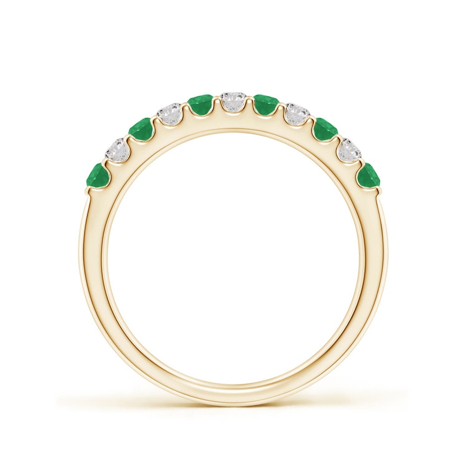 2.1mm A Shared Prong Emerald and Diamond Half Eternity Ring in Yellow Gold side 199