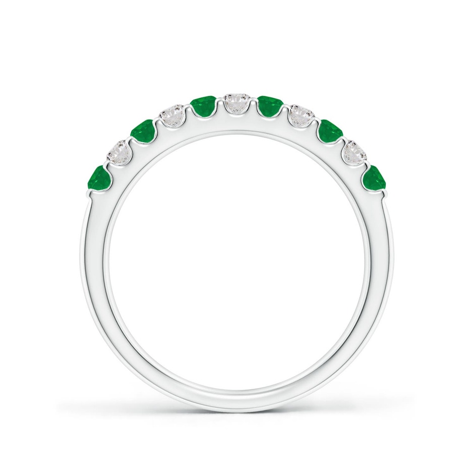 2.1mm AA Shared Prong Emerald and Diamond Half Eternity Ring in White Gold side 199
