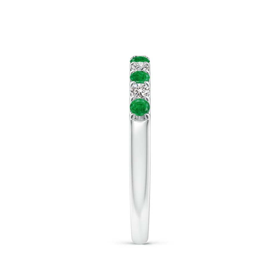 2.1mm AA Shared Prong Emerald and Diamond Half Eternity Ring in White Gold side 299
