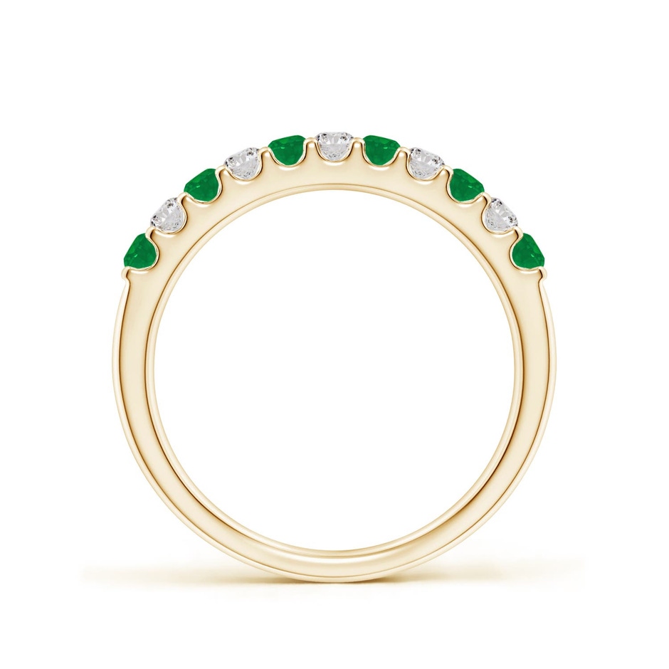 2.1mm AA Shared Prong Emerald and Diamond Half Eternity Ring in Yellow Gold side 199