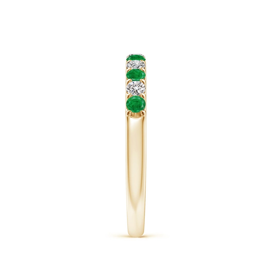 2.1mm AA Shared Prong Emerald and Diamond Half Eternity Ring in Yellow Gold side 299
