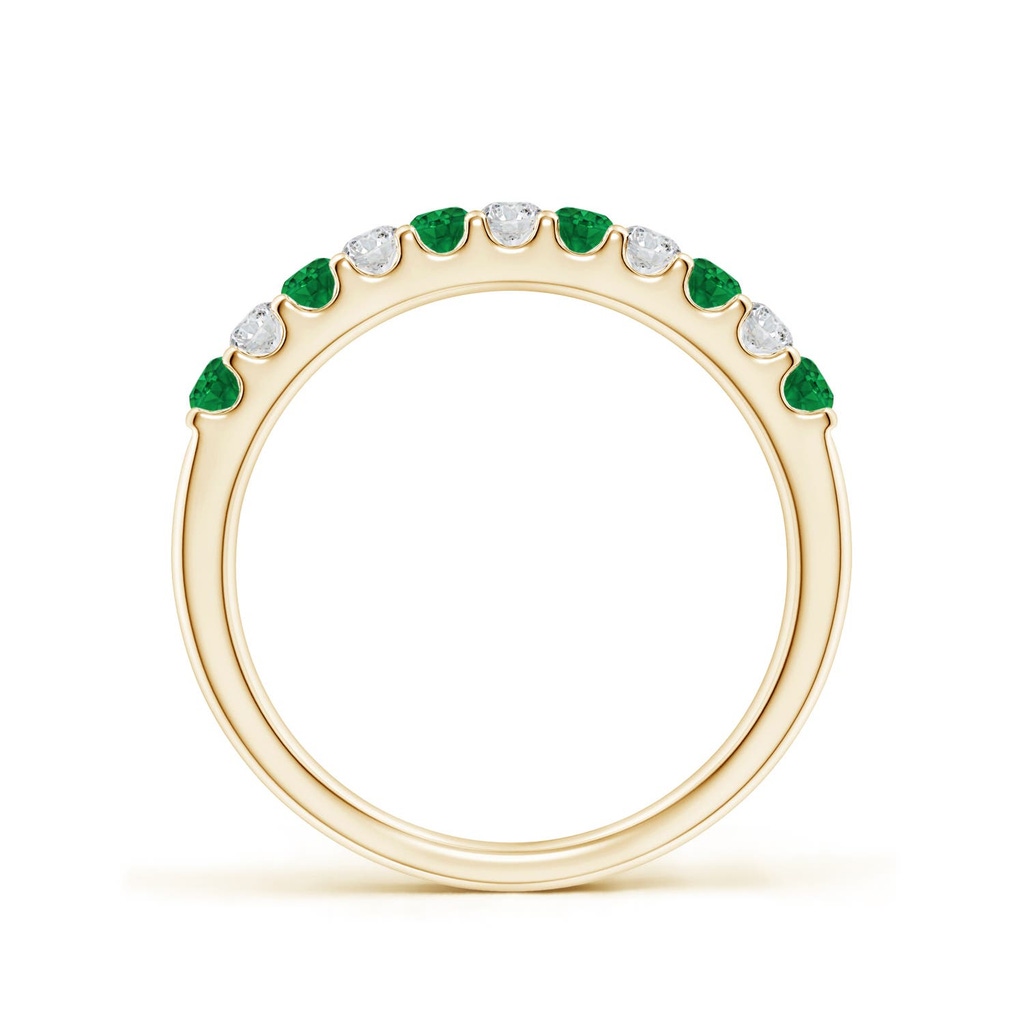 2.1mm AAA Shared Prong Emerald and Diamond Half Eternity Ring in 18K Yellow Gold - side 199