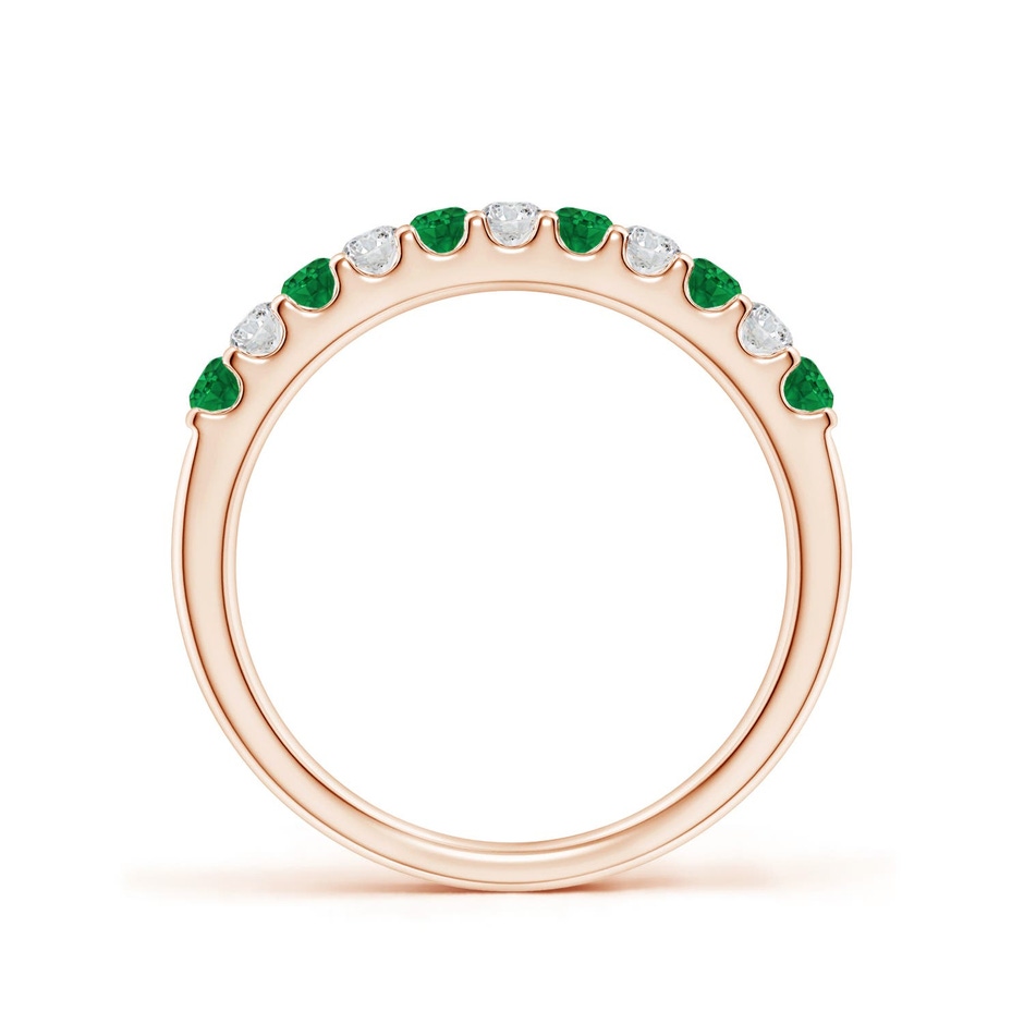 2.1mm AAA Shared Prong Emerald and Diamond Half Eternity Ring in Rose Gold side 199