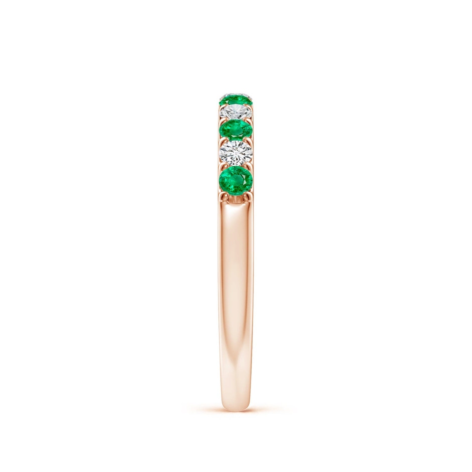 2.1mm AAA Shared Prong Emerald and Diamond Half Eternity Ring in Rose Gold side 299