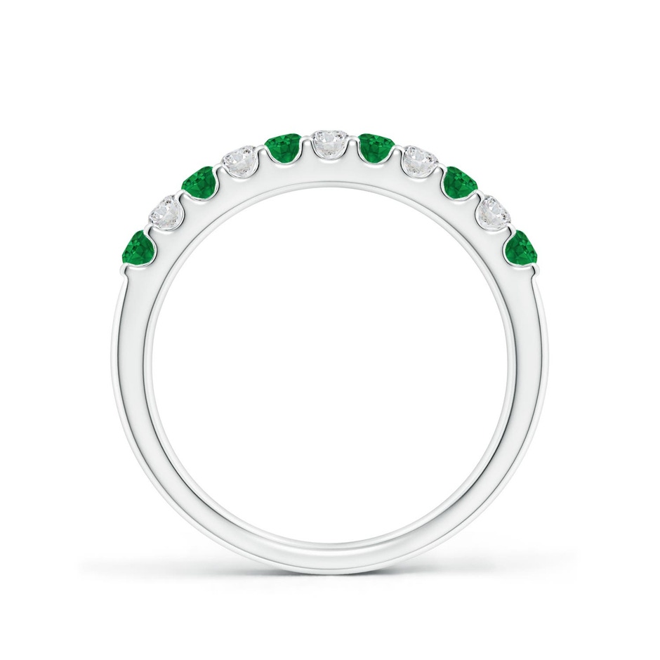 2.1mm AAA Shared Prong Emerald and Diamond Half Eternity Ring in White Gold side 199