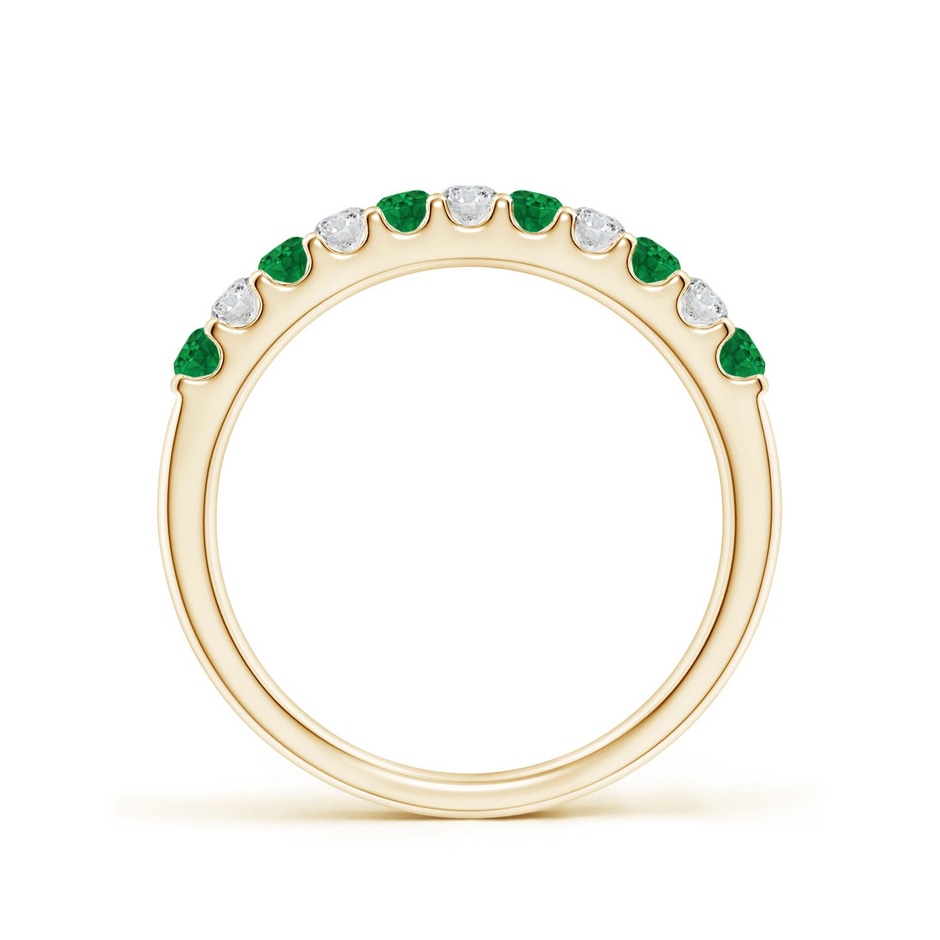 2.1mm AAA Shared Prong Emerald and Diamond Half Eternity Ring in Yellow Gold side 199