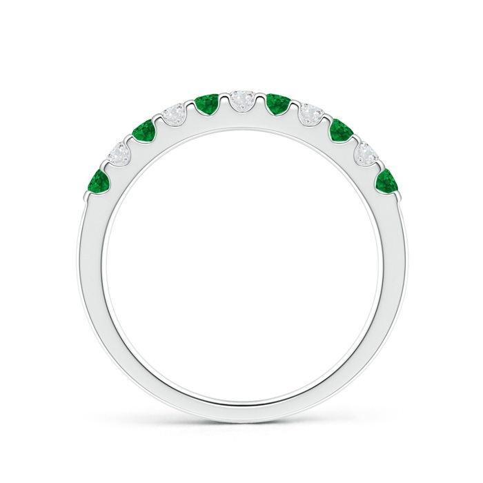 2.1mm AAAA Shared Prong Emerald and Diamond Half Eternity Band in 9K White Gold Product Image