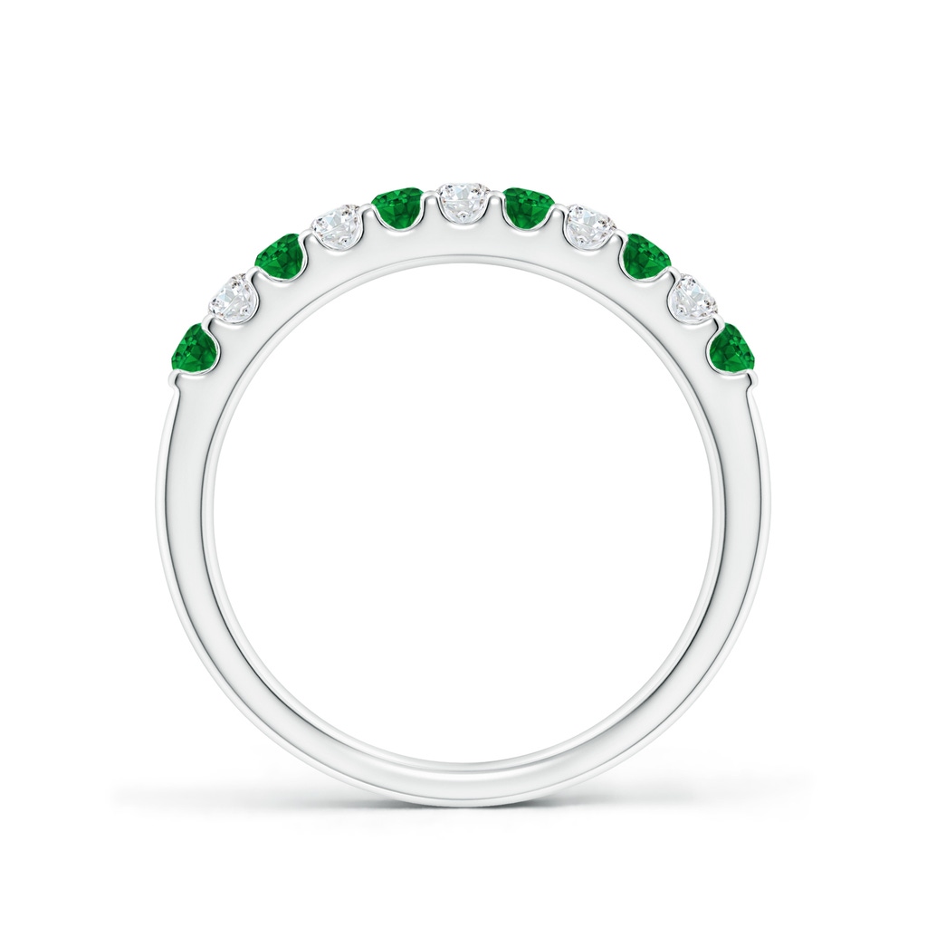 2.1mm AAAA Shared Prong Emerald and Diamond Half Eternity Band in P950 Platinum Side-1