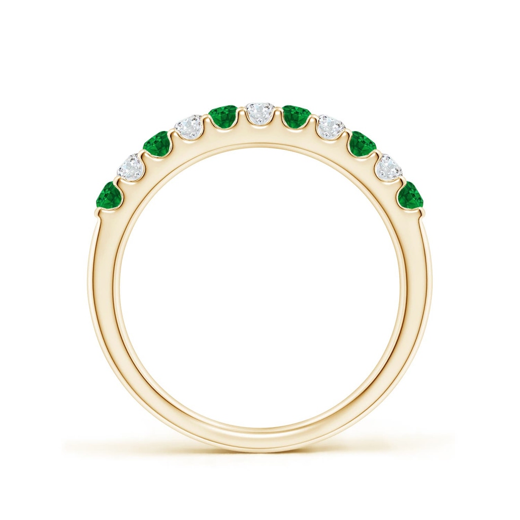 2.1mm AAAA Shared Prong Emerald and Diamond Half Eternity Ring in Yellow Gold - side 199