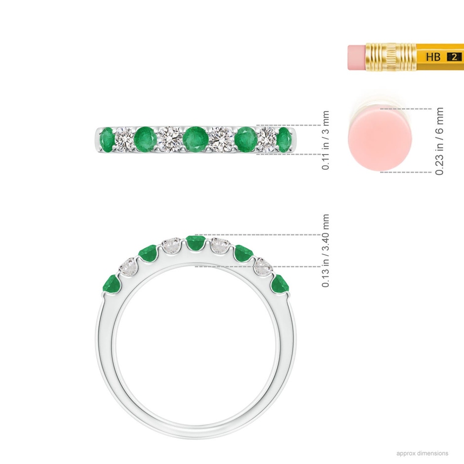 2.5mm A Shared Prong Emerald and Diamond Half Eternity Ring in P950 Platinum ruler