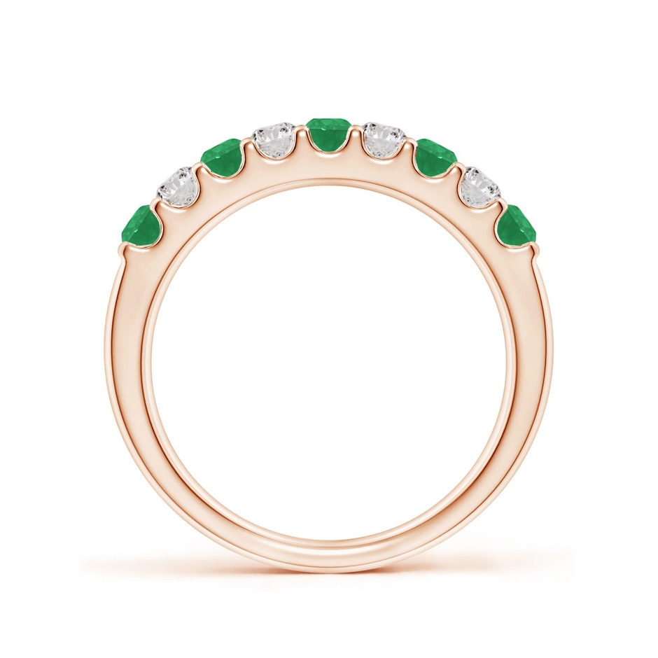2.5mm A Shared Prong Emerald and Diamond Half Eternity Ring in Rose Gold side 199