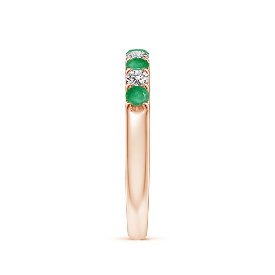 2.5mm A Shared Prong Emerald and Diamond Half Eternity Ring in Rose Gold side 299