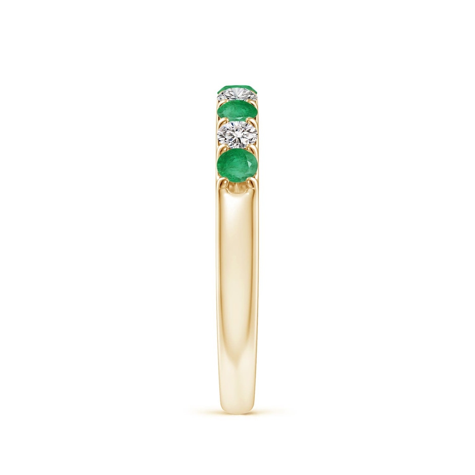 2.5mm A Shared Prong Emerald and Diamond Half Eternity Ring in Yellow Gold side 299