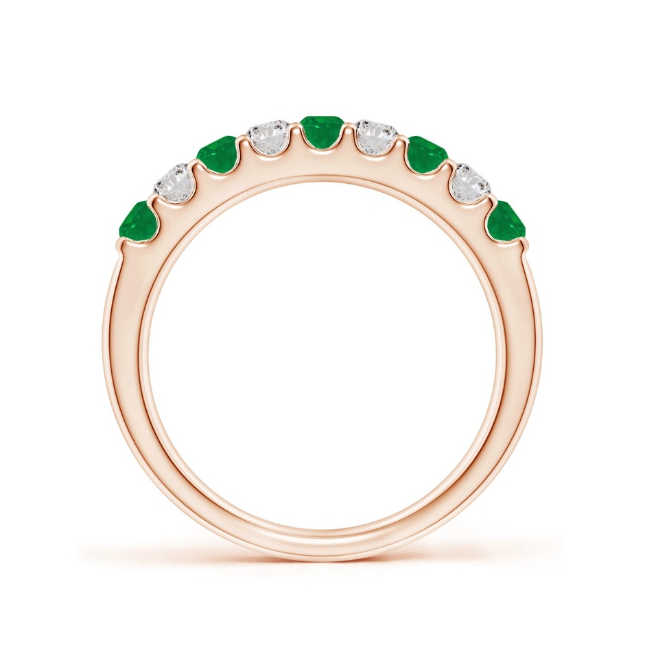 2.5mm AA Shared Prong Emerald and Diamond Half Eternity Ring in Rose Gold side 199