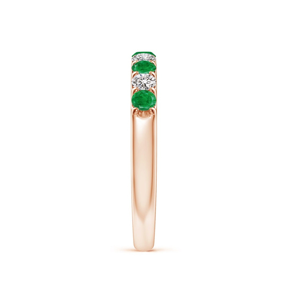 2.5mm AA Shared Prong Emerald and Diamond Half Eternity Ring in Rose Gold side 299