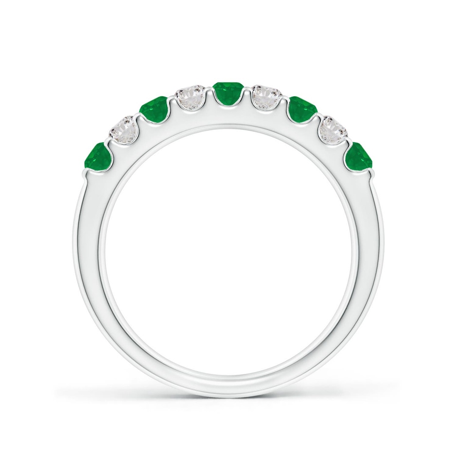 2.5mm AA Shared Prong Emerald and Diamond Half Eternity Ring in White Gold side 199