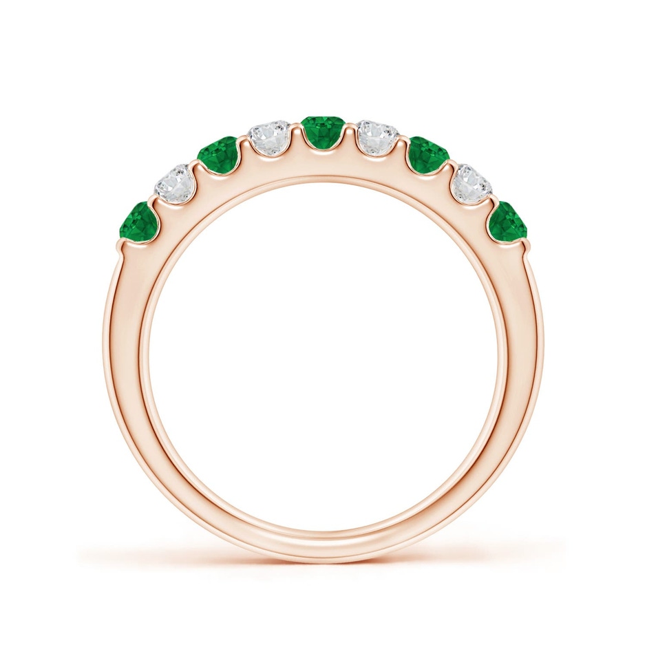 2.5mm AAA Shared Prong Emerald and Diamond Half Eternity Ring in Rose Gold side 199