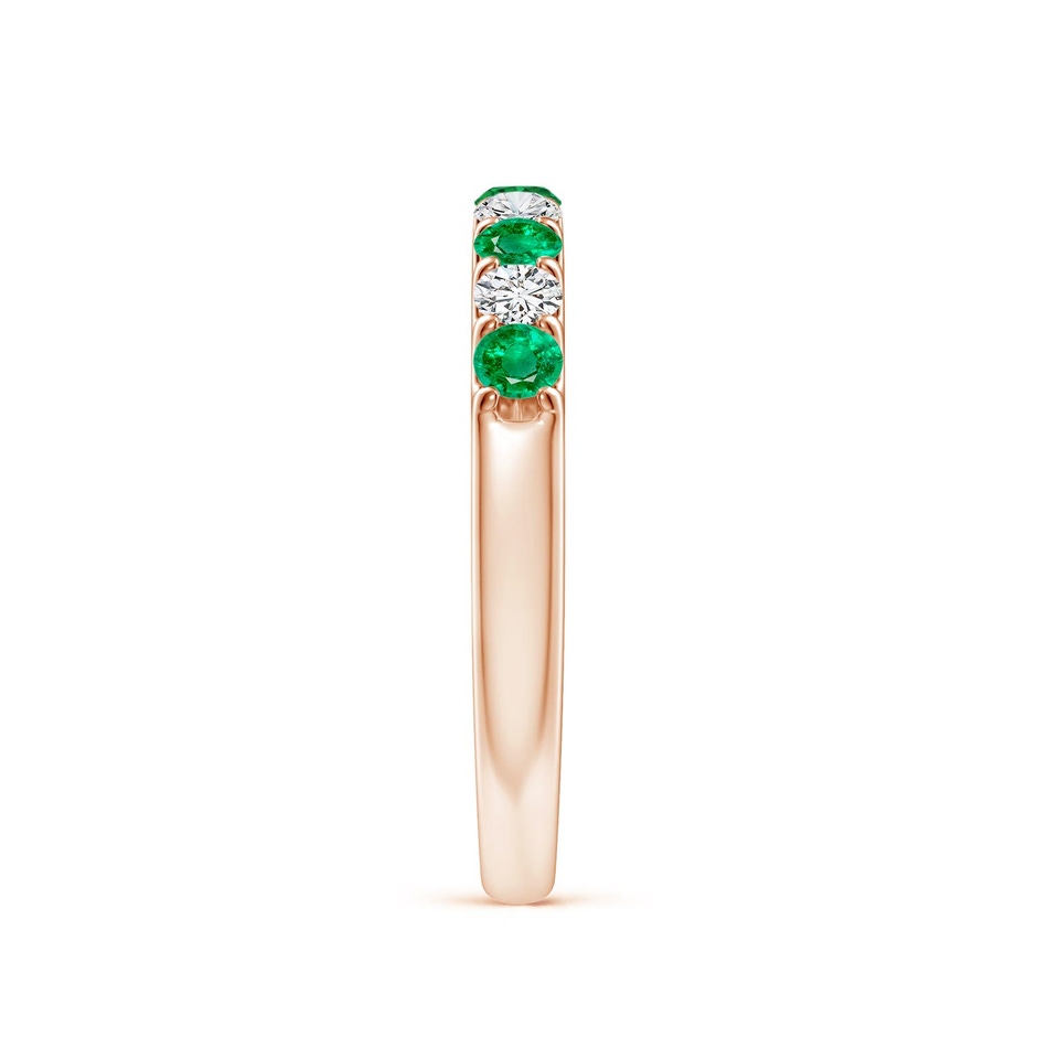 2.5mm AAA Shared Prong Emerald and Diamond Half Eternity Ring in Rose Gold side 299