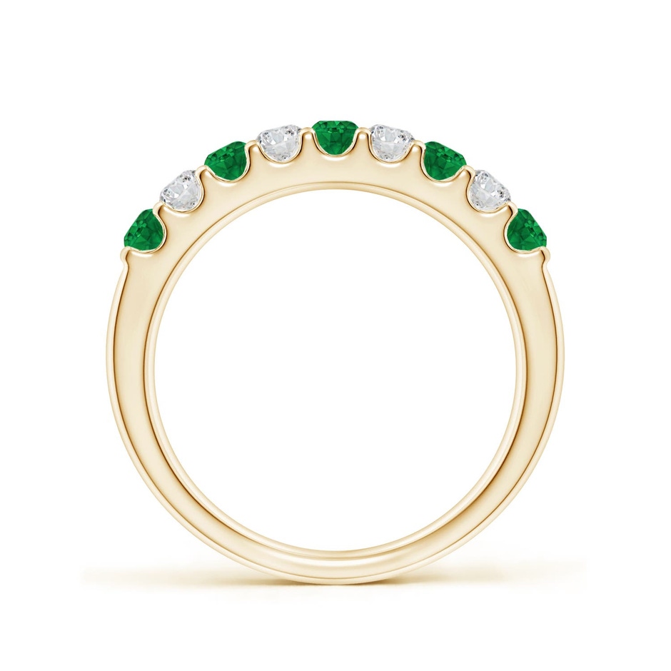 2.5mm AAA Shared Prong Emerald and Diamond Half Eternity Ring in Yellow Gold side 199