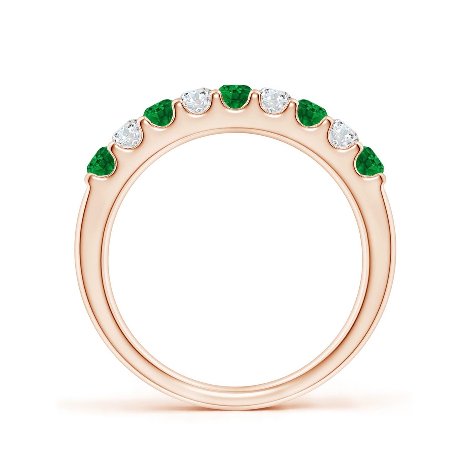 2.5mm AAAA Shared Prong Emerald and Diamond Half Eternity Ring in Rose Gold side 199