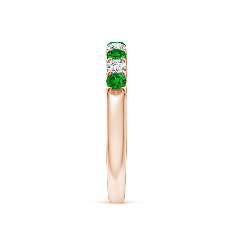 2.5mm AAAA Shared Prong Emerald and Diamond Half Eternity Ring in Rose Gold side 299
