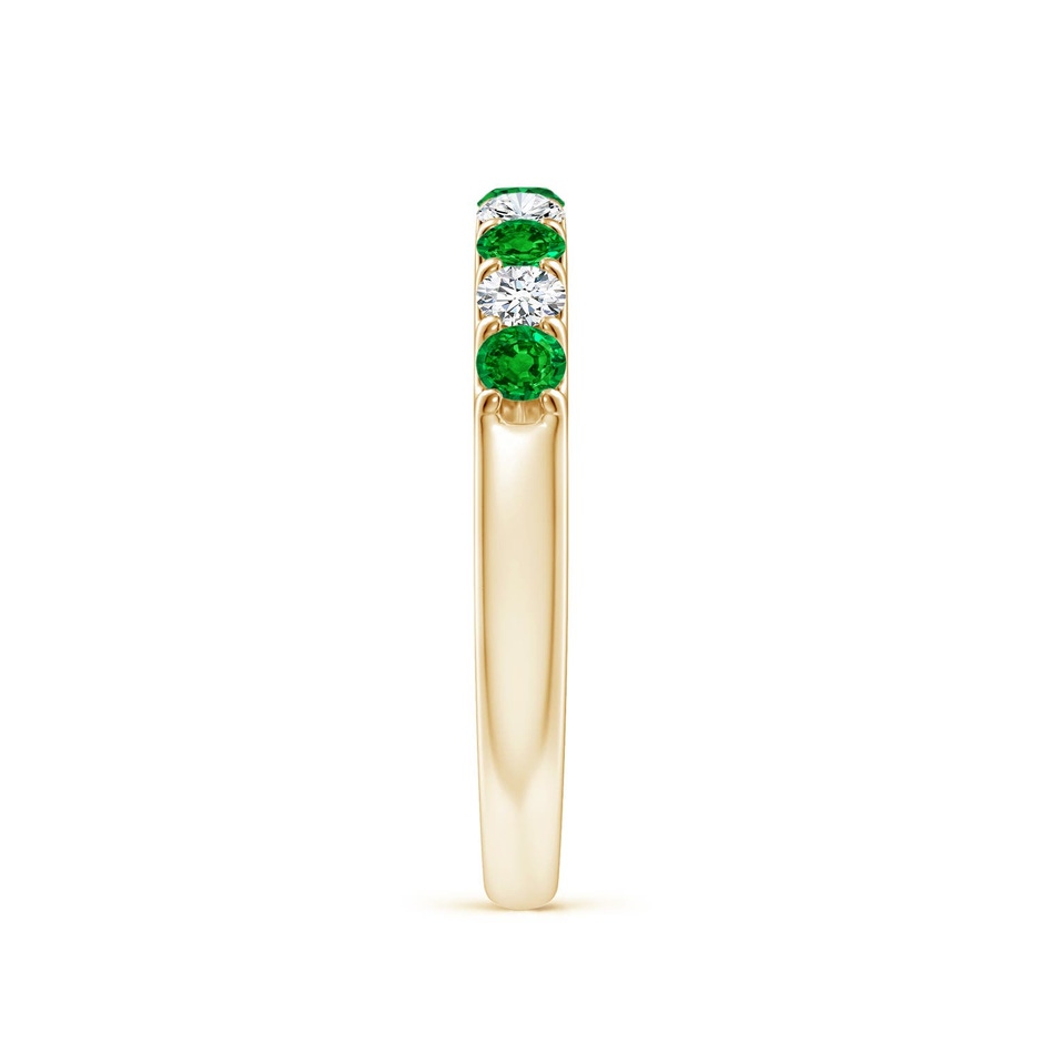 2.5mm AAAA Shared Prong Emerald and Diamond Half Eternity Ring in Yellow Gold side 299